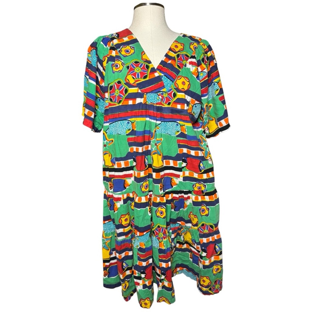 Aria Nautical Print Vintage Midi Colorful Summer Dress